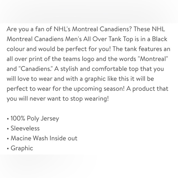 🆕Mens | Montreal Canadiens NHL Graphic Tank Top - Picture 4 of 11